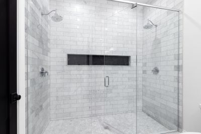 Shower with Textured Tile Accents